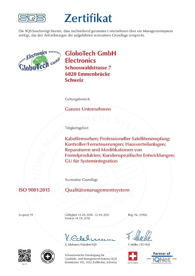 ISO-9001 Zertifikat 2018-2021